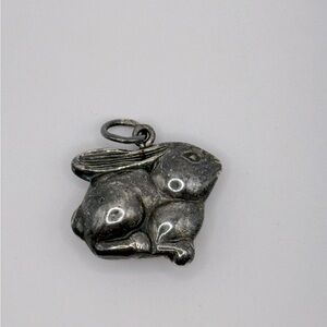 Vintage 925 Sterling Fat Puffy RABBIT BUNNY Charm Pendant